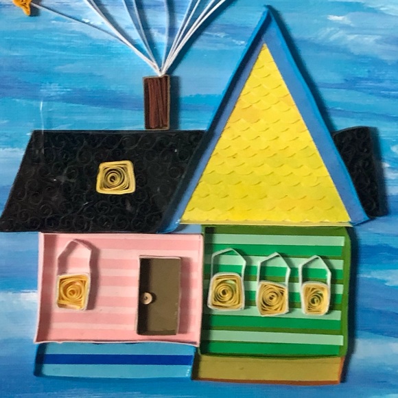 Hand quilled “UP” House paper art framed 9 x 11 Disney - Picture 4 of 15